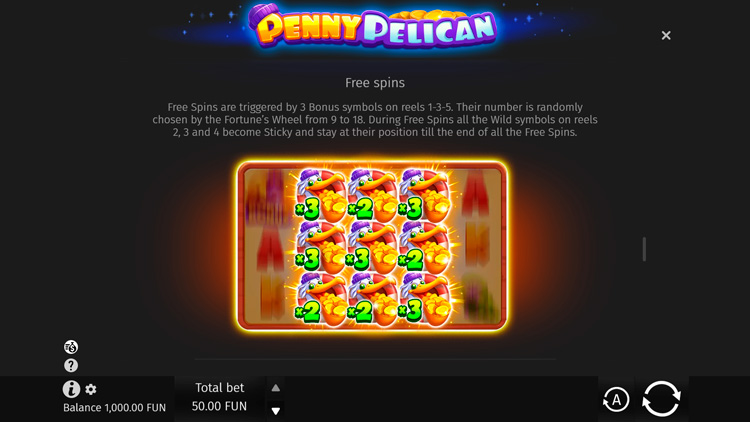 Freespins in Penny Pelican game
